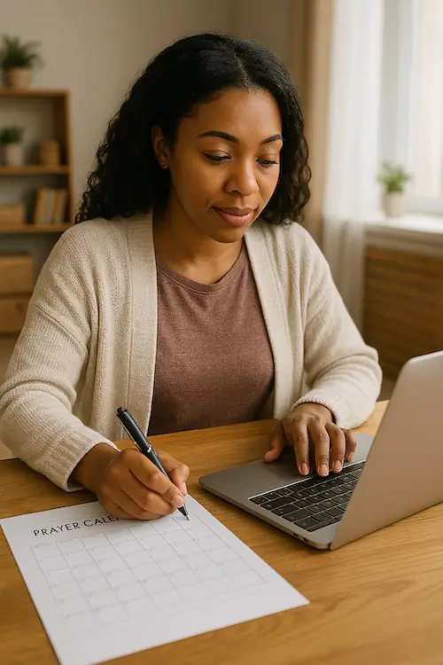 african american woman creating prayer calendar.jpg