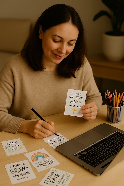 christian mom creating bible verse lunchbox notes
