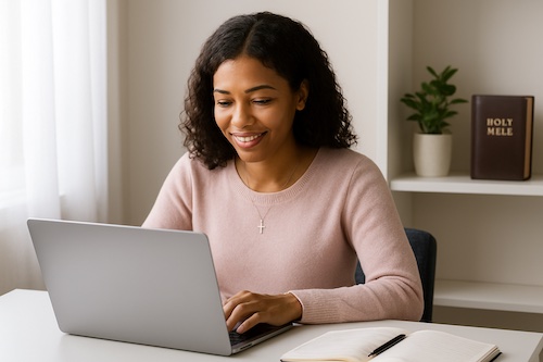 christian woman building journaling course website.jpeg