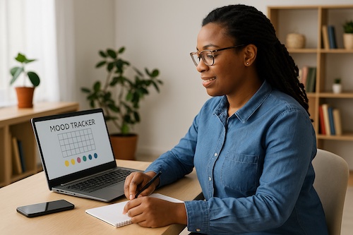 christian woman creating faith based mood tracker