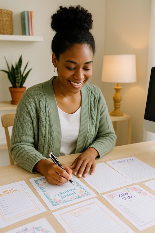 christian woman creating printable club for teen girls