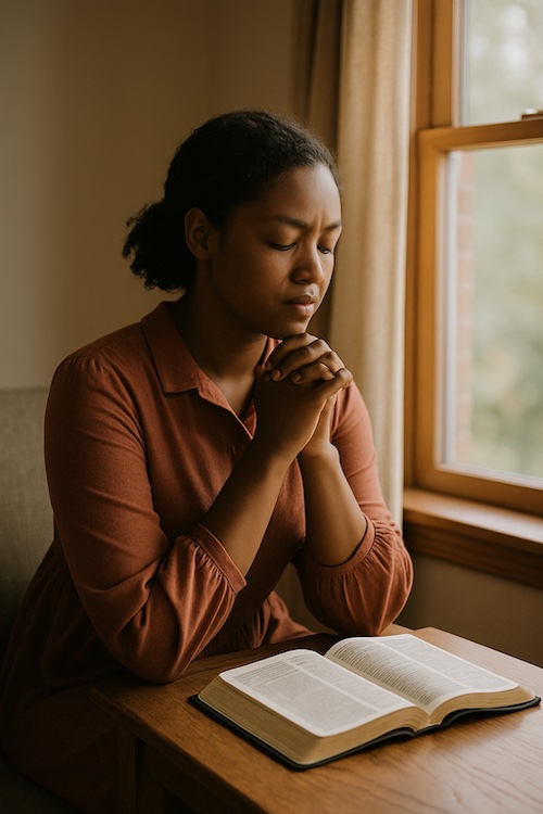 christian woman praying for breakthrough