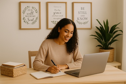 christian woman selling printable prayer wall art