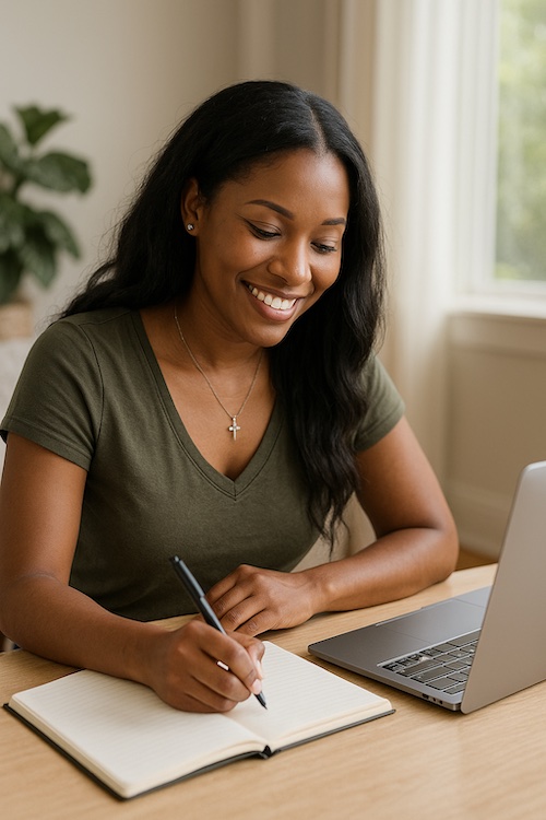 christian woman starting testimony journaling challenges