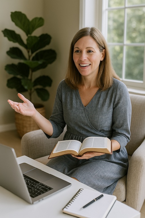 christian woman teaching prayer and fasting course