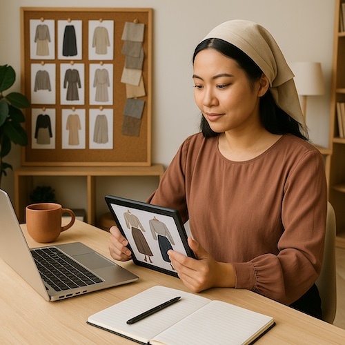 asian woman styling modest outfits online