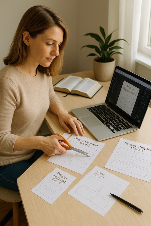 caucasian christian woman creating printable prayer request boards.jpg