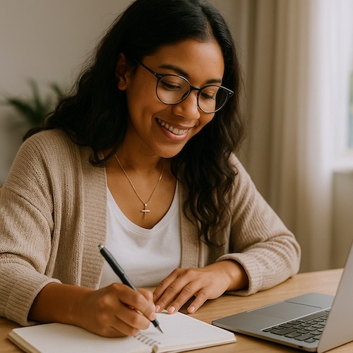 christian woman creating devotional challenge