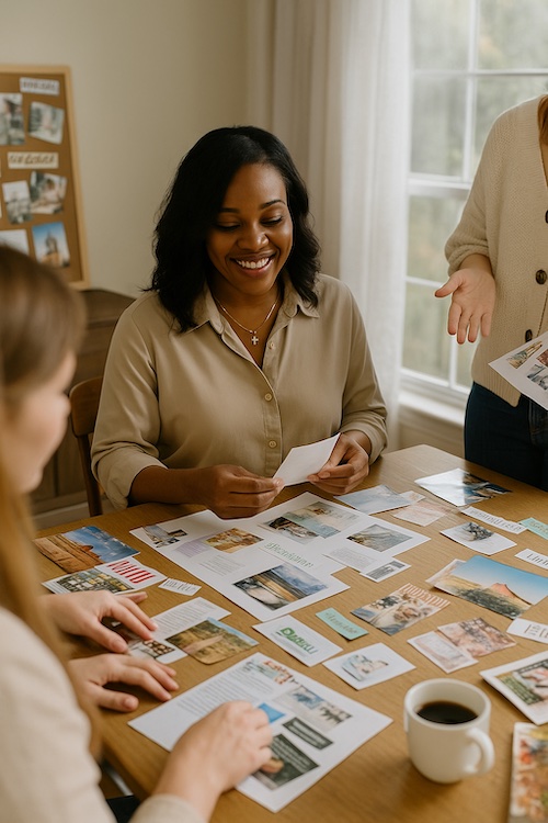 christian woman leading vision board workshop