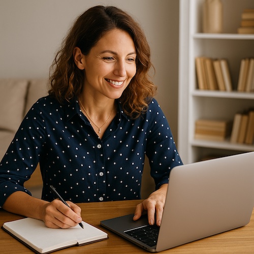 christian woman mentoring young adults online