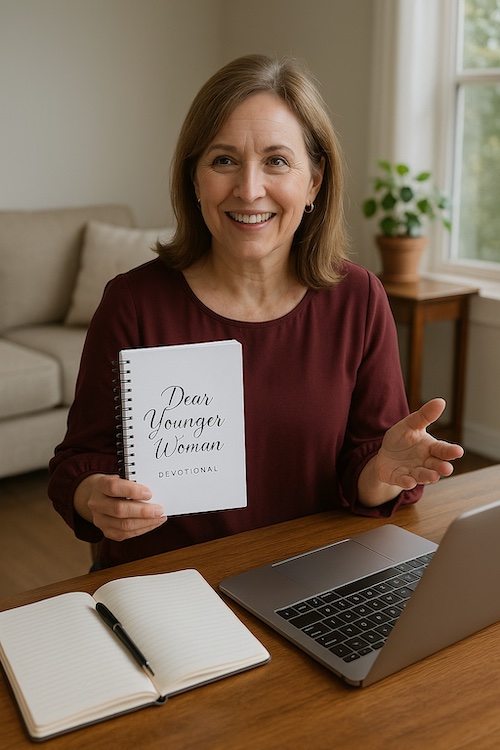 caucasian woman writing online letters to younger women