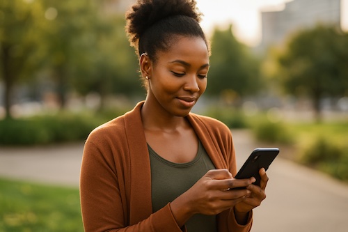 african american woman outdoors verse of the day sms email automations