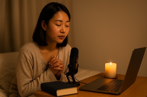 asian woman bedside prayer podcast 5 minute audio email