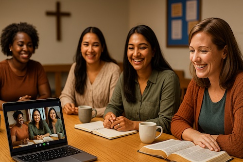 diverse women church classroom midweek moms prayer zoom notes blog