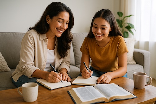 latina mother daughter identity in christ journaling living room