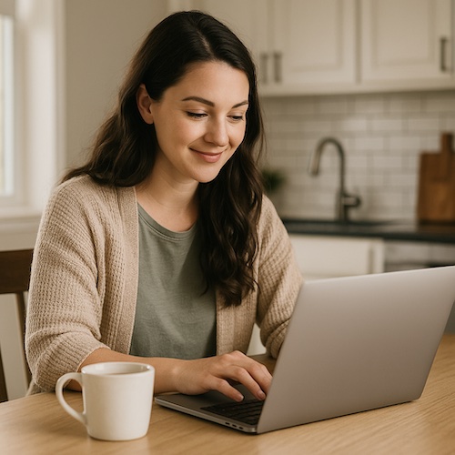 hope centered devotional series caregivers woman laptop
