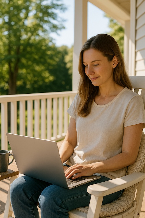 summer scripture refresh email series woman porch