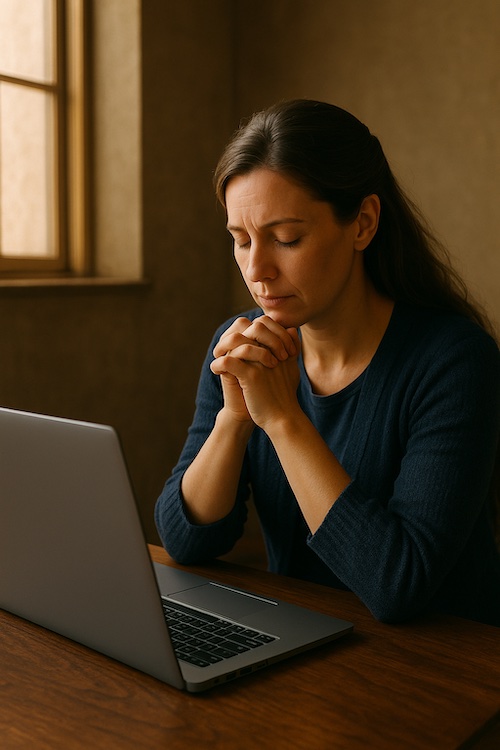 wpx hosting review christian woman laptop prayer
