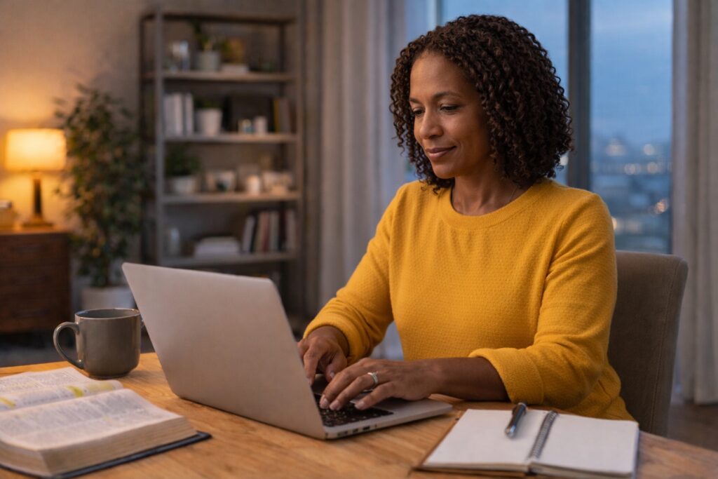 balanced hosting for christian devotional writers home office