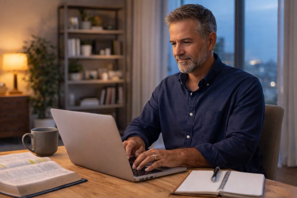 durable hosting for christian devotional writers evening home office