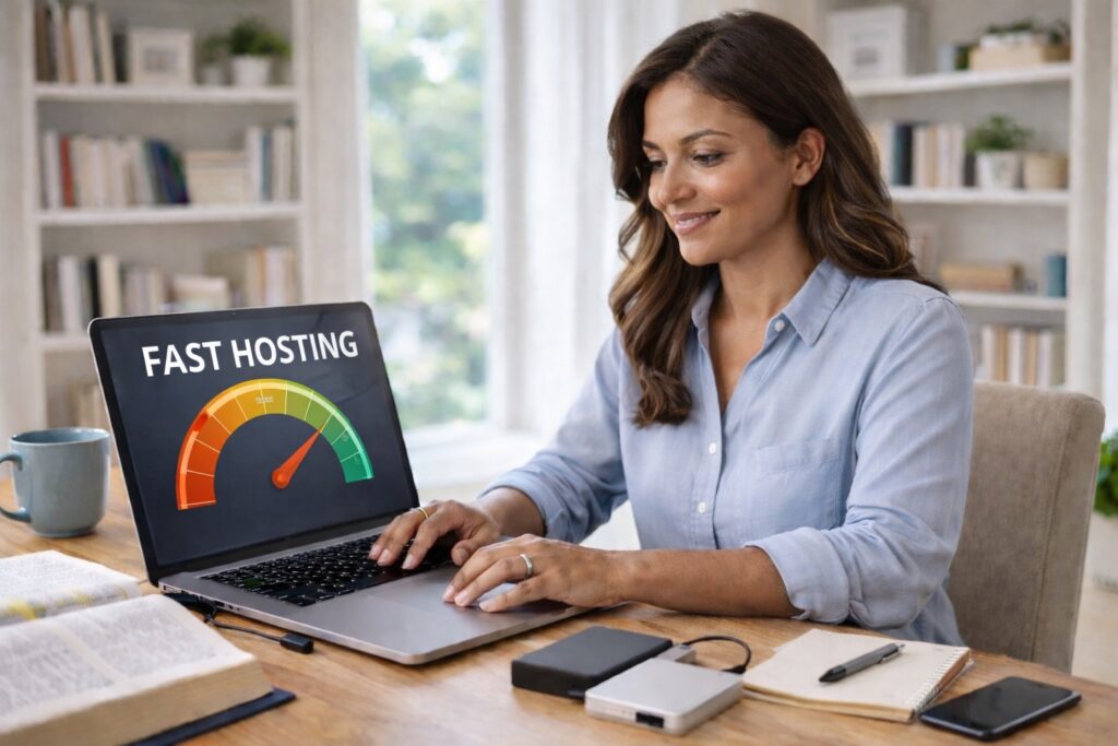 fast hosting for christian devotional writers home office speed