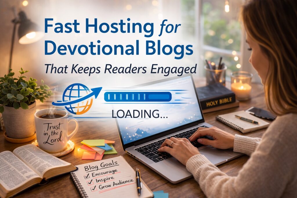 fast hosting devotional blogger laptop