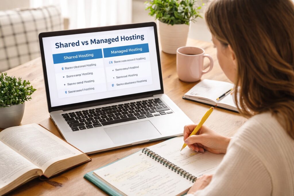 shared vs managed hosting christian blogger comparing options