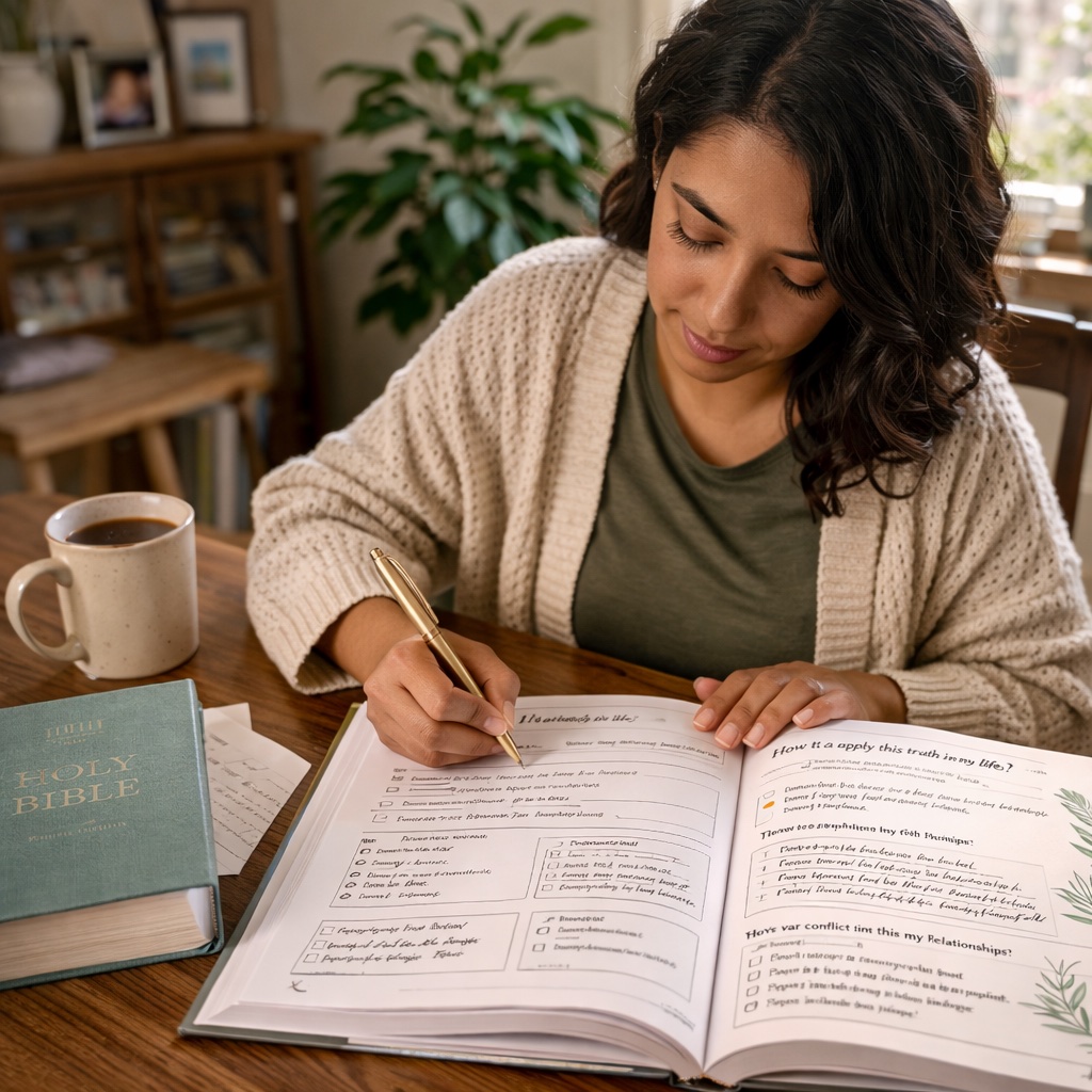 creating christian workbooks latina woman writing home