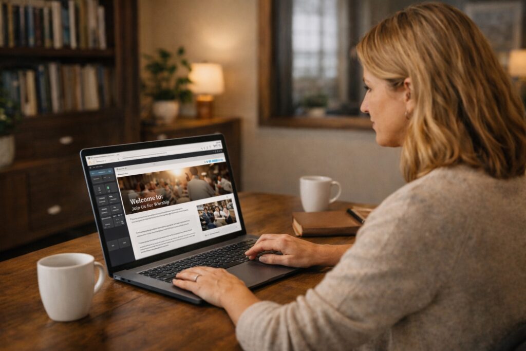 website builders for churches laptop design workspace