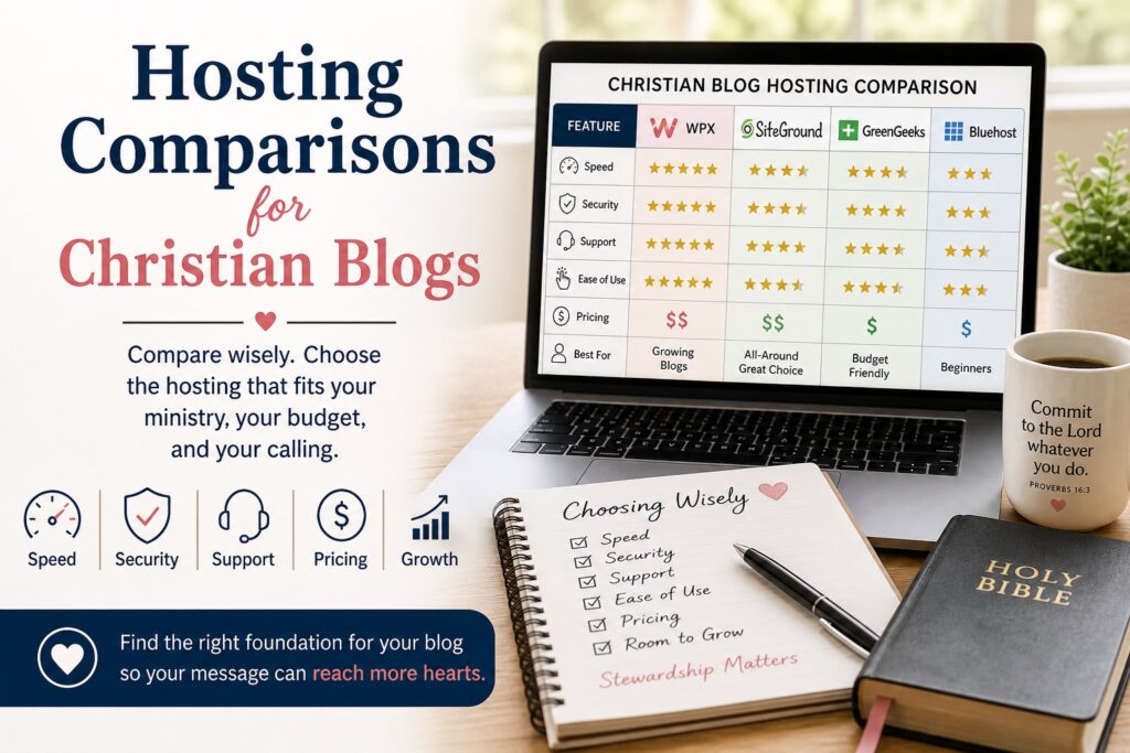 hosting comparisons for christian blogs side by side laptop