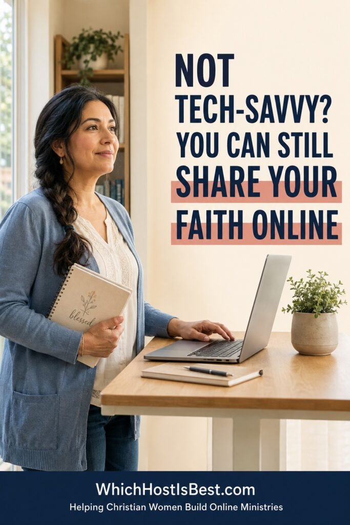 Christian woman learning to share her faith online without being a computer expert