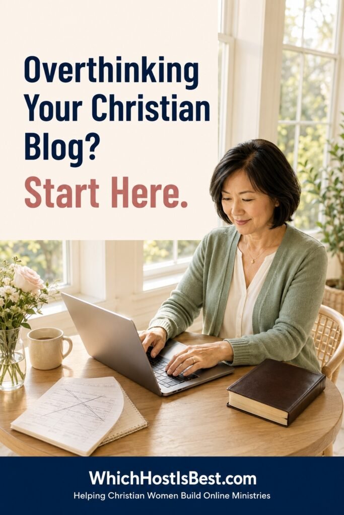 Christian woman learning how to stop overthinking and start her Christian blog