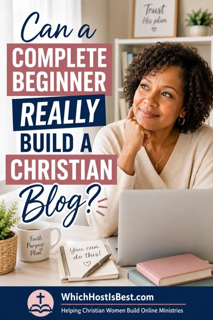Christian woman confidently learning how to start a Christian blog as a complete beginner