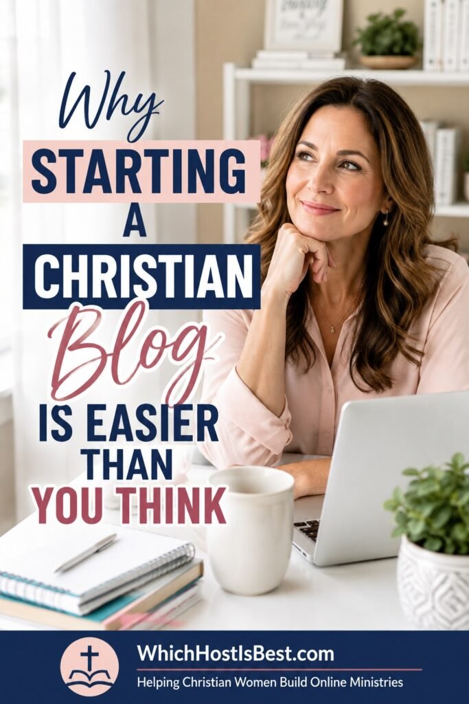 Christian woman smiling while learning how to start a Christian blog with confidence