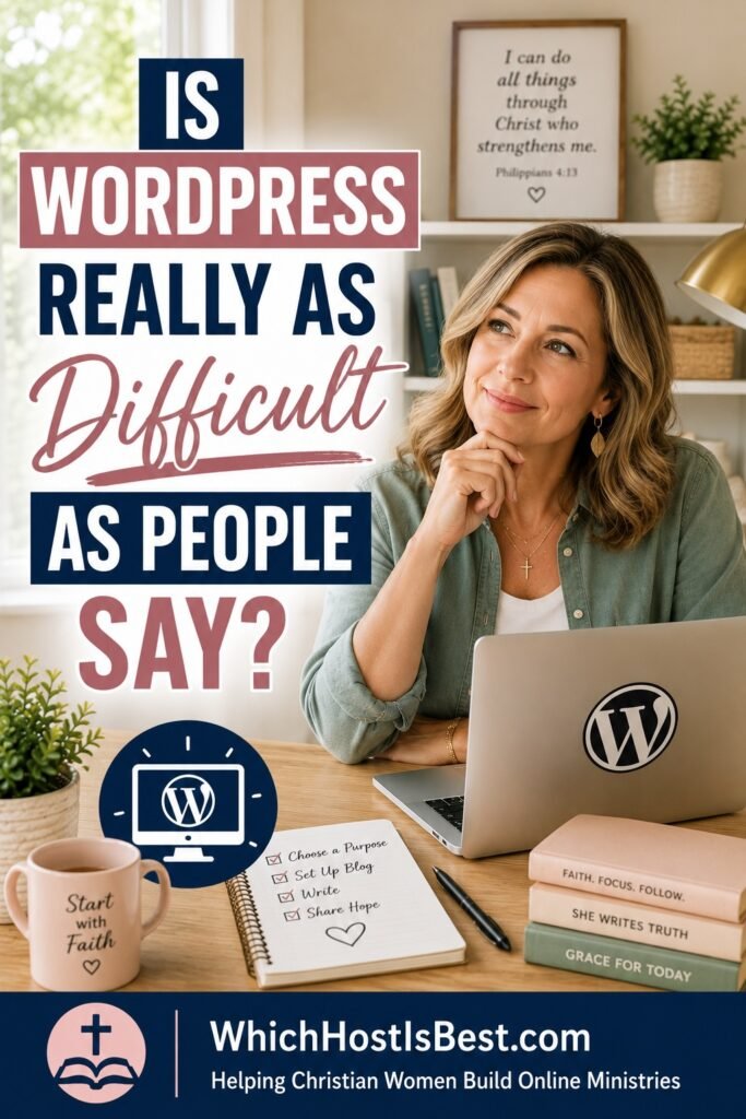Christian woman learning how to start a Christian blog with WordPress as a beginner